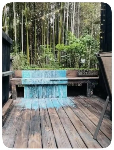 The waterfall seating area