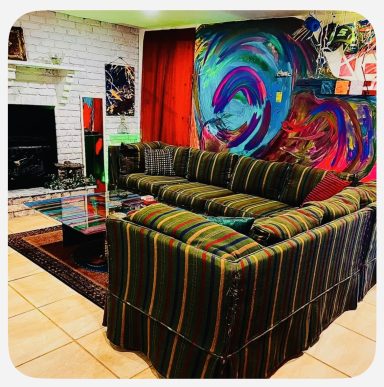 Custom Made Sofa With Wood Frame.